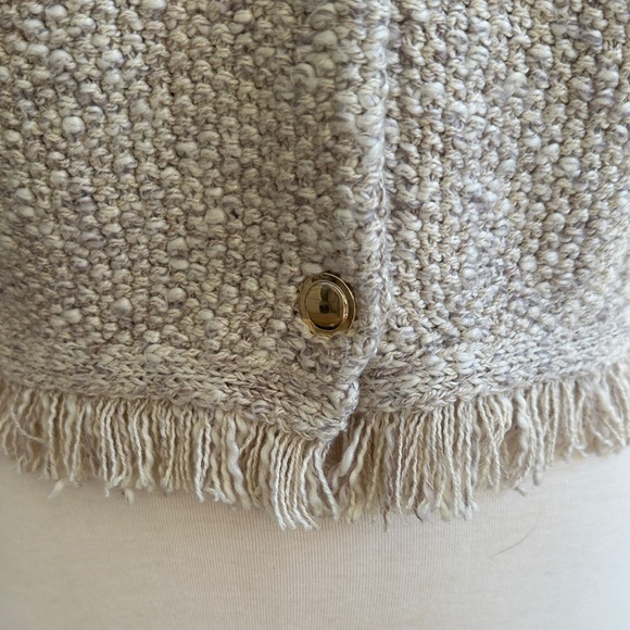 J. Crew Women's Tweed Fringe Cream Short-Sleeve Blazer - Size M - Picture 4 of 12